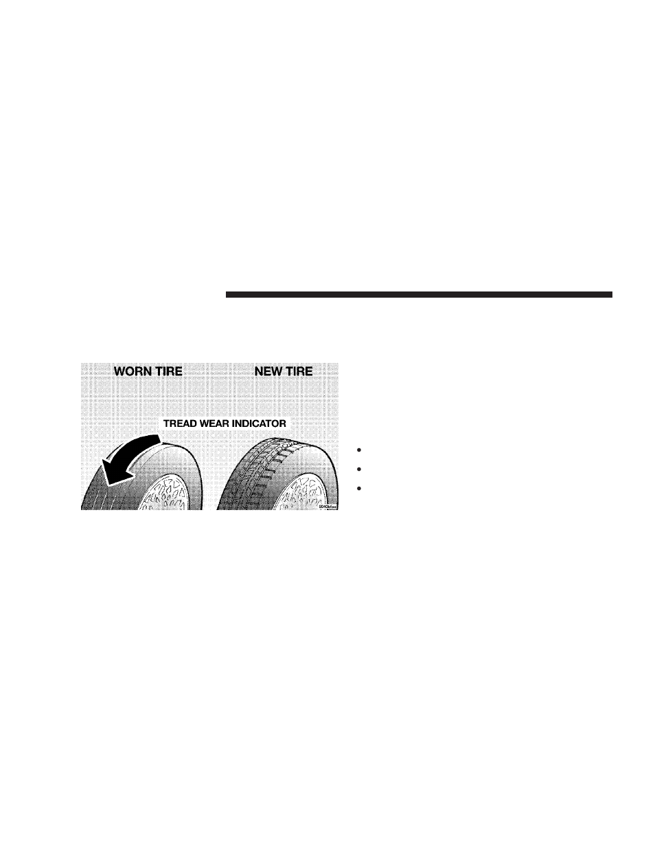 Tread wear indicators, Life of tire | Dodge 2008 Charger User Manual | Page 304 / 466