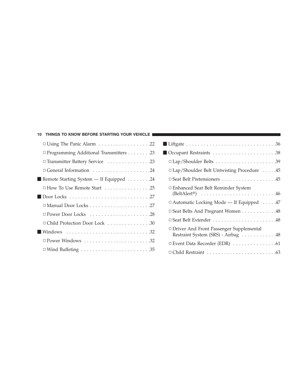 Dodge 2008 DX-49 Magnum SRT8 User Manual | Page 12 / 476