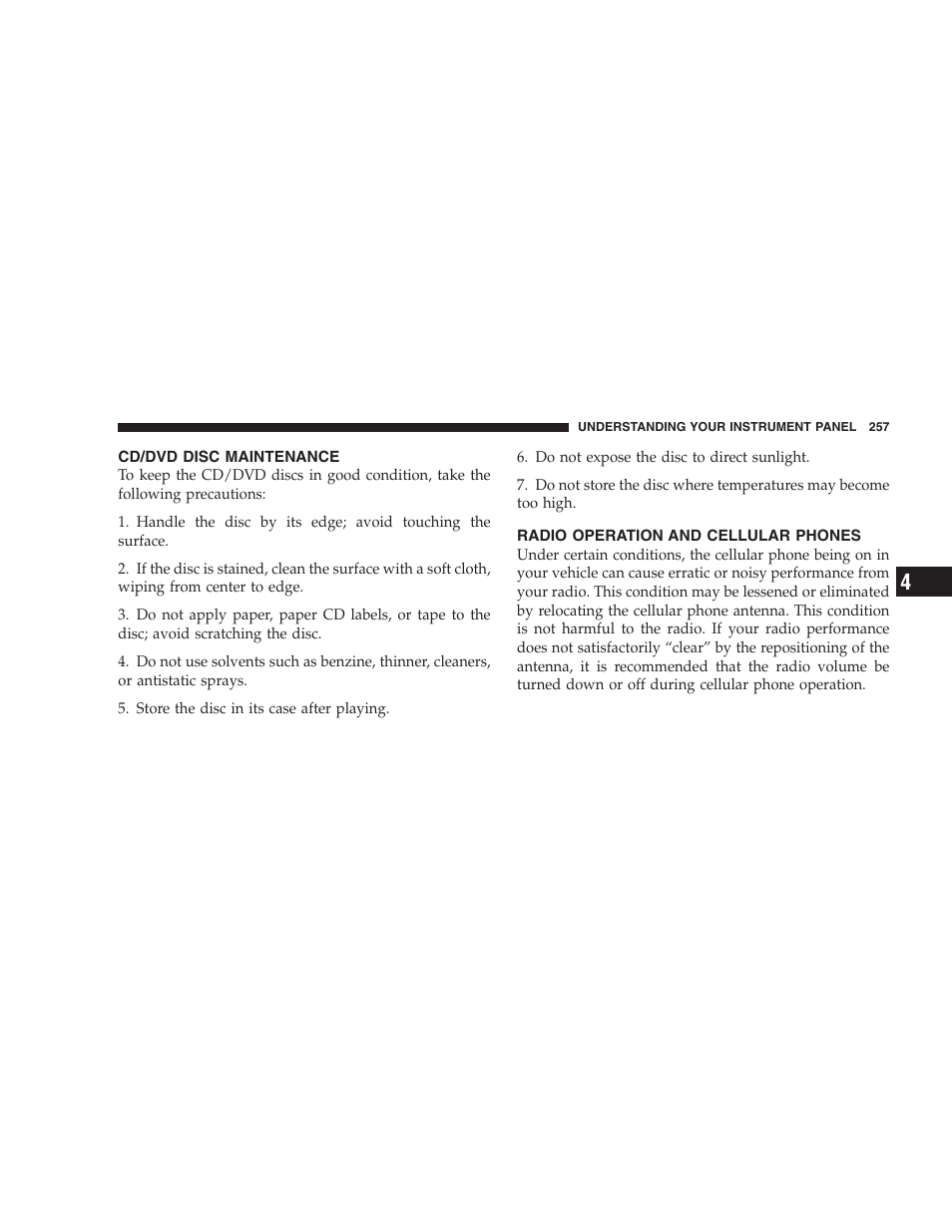 Radio operation and cellular phones | Dodge 2008 DX-49 Magnum SRT8 User Manual | Page 259 / 476