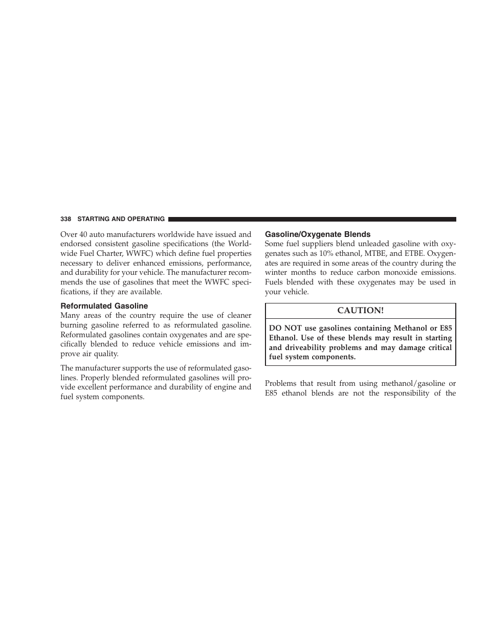 Reformulated gasoline, Gasoline/oxygenate blends | Dodge 2008 DX-49 Magnum SRT8 User Manual | Page 340 / 476