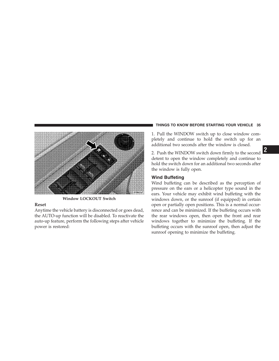 Wind buffeting | Dodge 2008 DX-49 Magnum SRT8 User Manual | Page 37 / 476