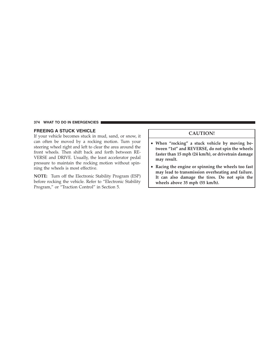Freeing a stuck vehicle, Tirefit tire repair | Dodge 2008 DX-49 Magnum SRT8 User Manual | Page 376 / 476