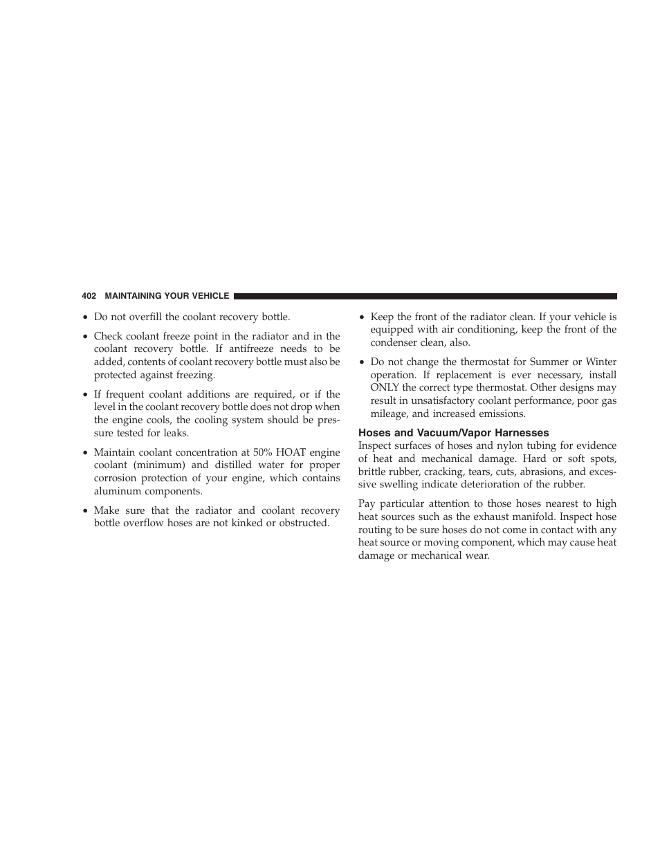 Hoses and vacuum/vapor harnesses, Cooling system | Dodge 2008 DX-49 Magnum SRT8 User Manual | Page 404 / 476
