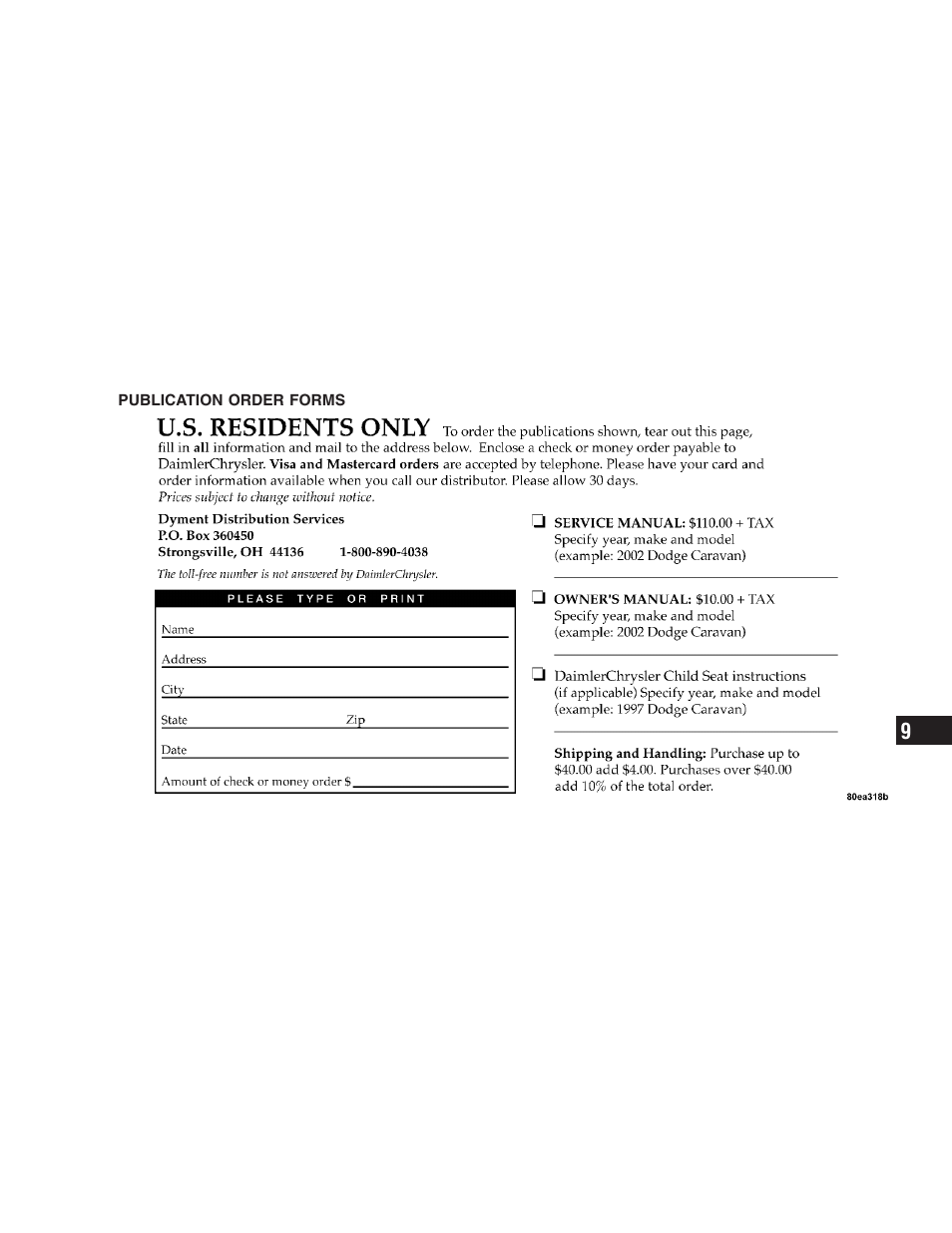 Publication order forms | Dodge 2004 Intrepid User Manual | Page 233 / 249