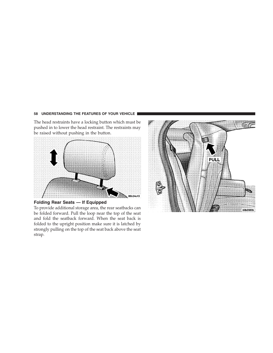 Folding rear seats - if equipped, Folding rear seats — if equipped | Dodge 2004 Intrepid User Manual | Page 58 / 249