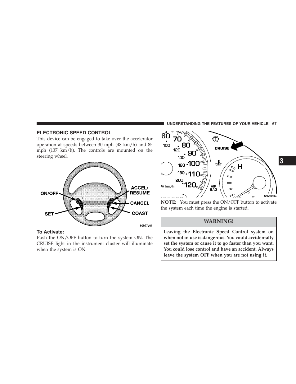 Electronic speed control, To activate | Dodge 2004 Intrepid User Manual | Page 67 / 249