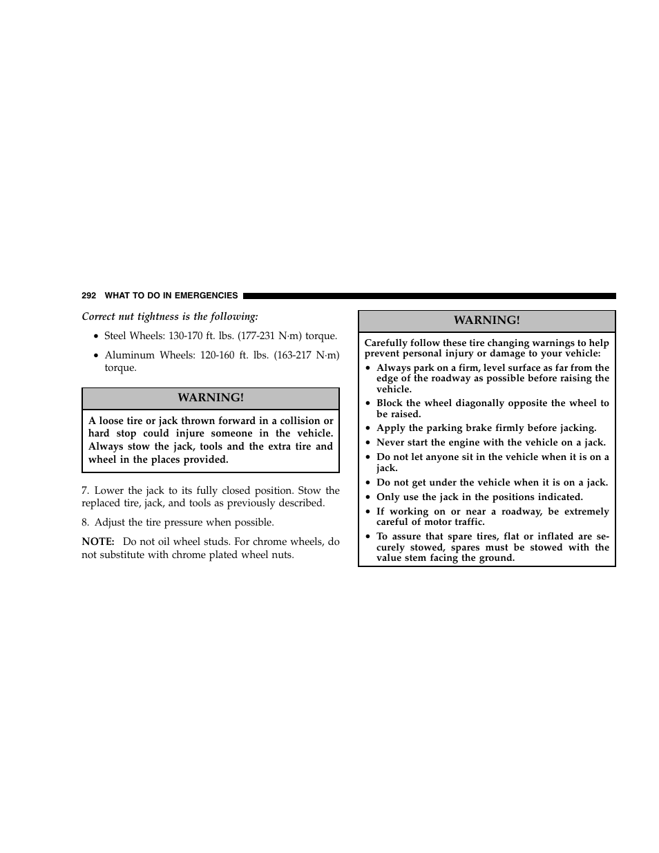 Dodge 2006 Dakota User Manual | Page 292 / 408