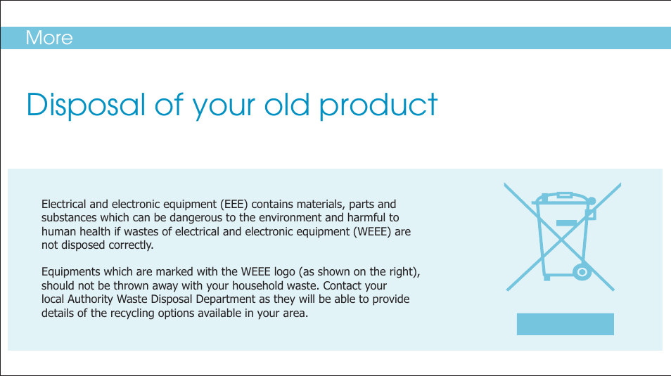 Inner backcover, Disposal of your old product | Curtis SMP1050 User Manual | Page 20 / 24