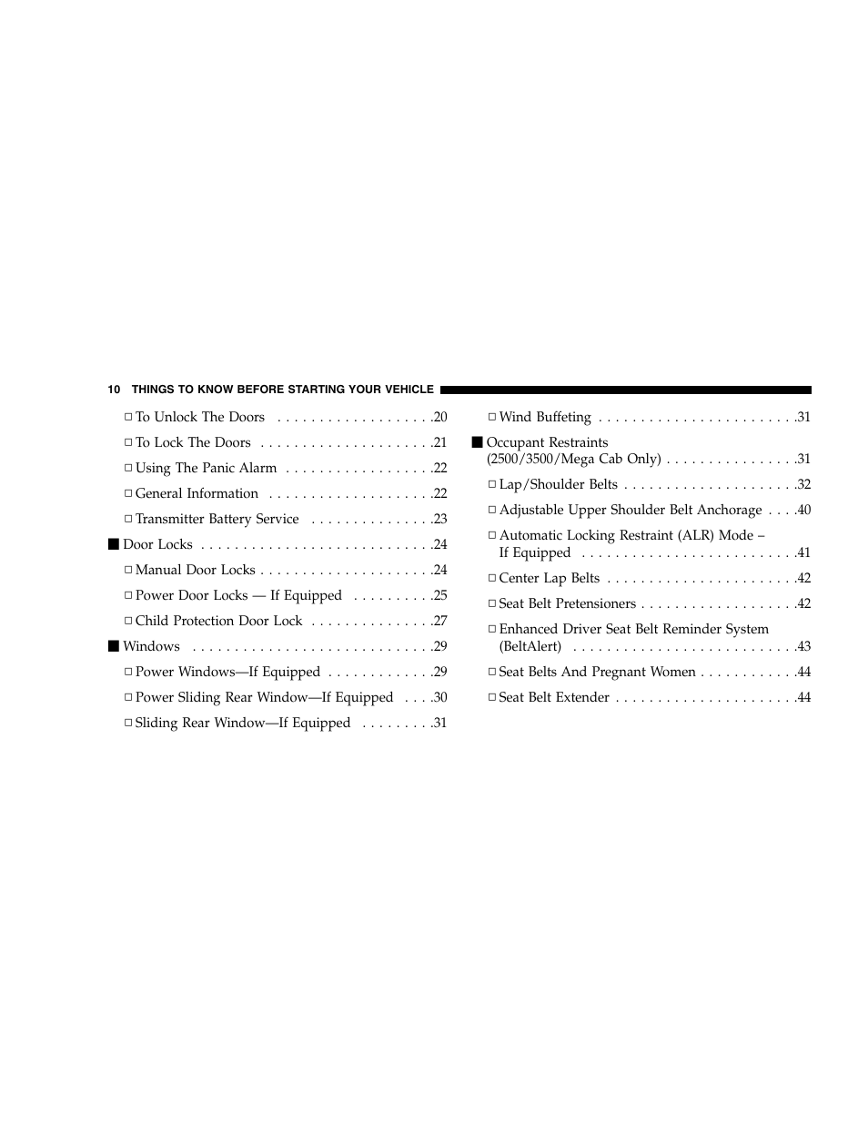 Dodge 2007 Ram 2500 User Manual | Page 10 / 496