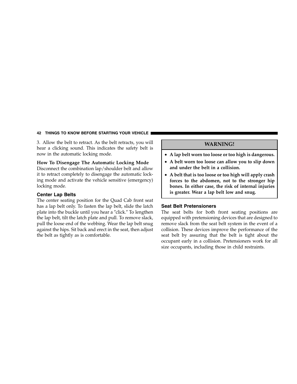 Dodge 2007 Ram 2500 User Manual | Page 42 / 496