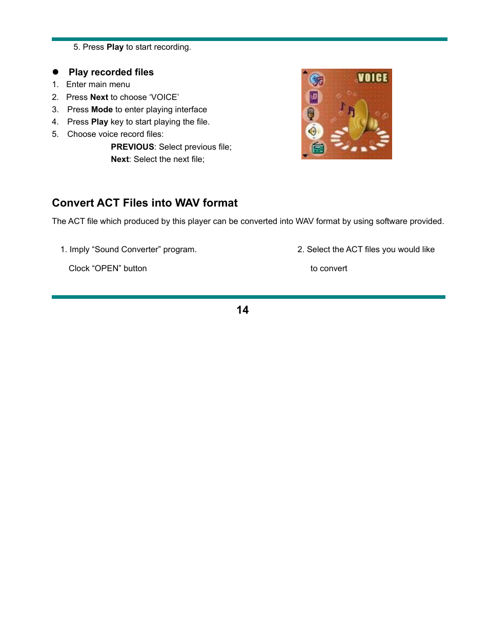 Convert act files into wav format | Curtis SMPK1021 User Manual | Page 14 / 36