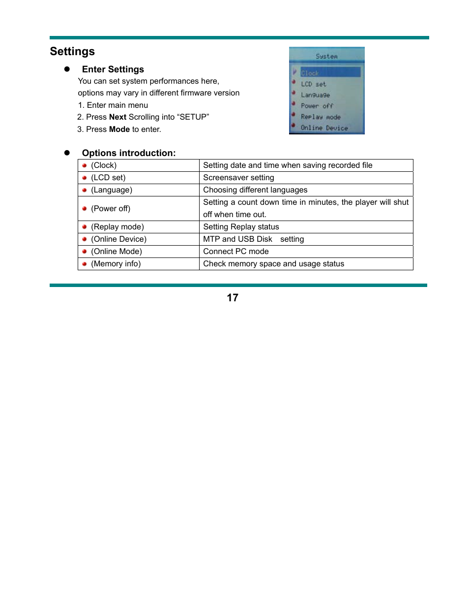 Settings | Curtis SMPK1021 User Manual | Page 17 / 36