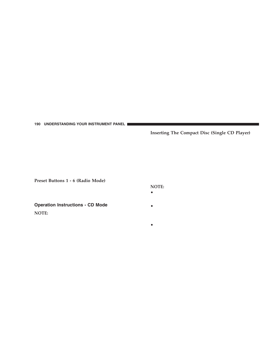 Operation instructions - cd mode | Dodge 2006  Ram Pickup 3500 User Manual | Page 190 / 493