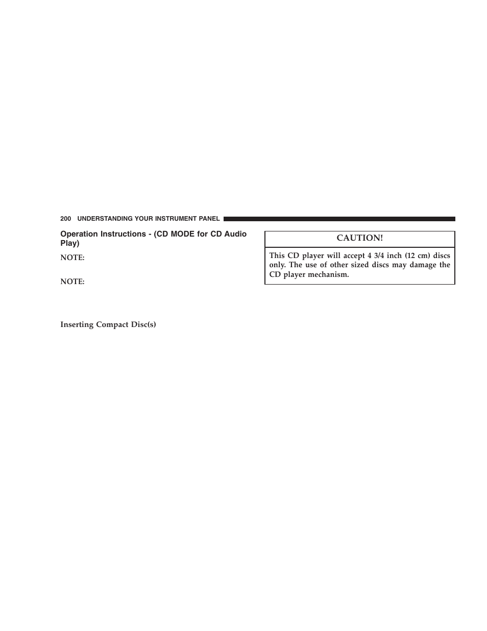 Operation instructions - (cd mode for cd, Audio play) | Dodge 2006  Ram Pickup 3500 User Manual | Page 200 / 493
