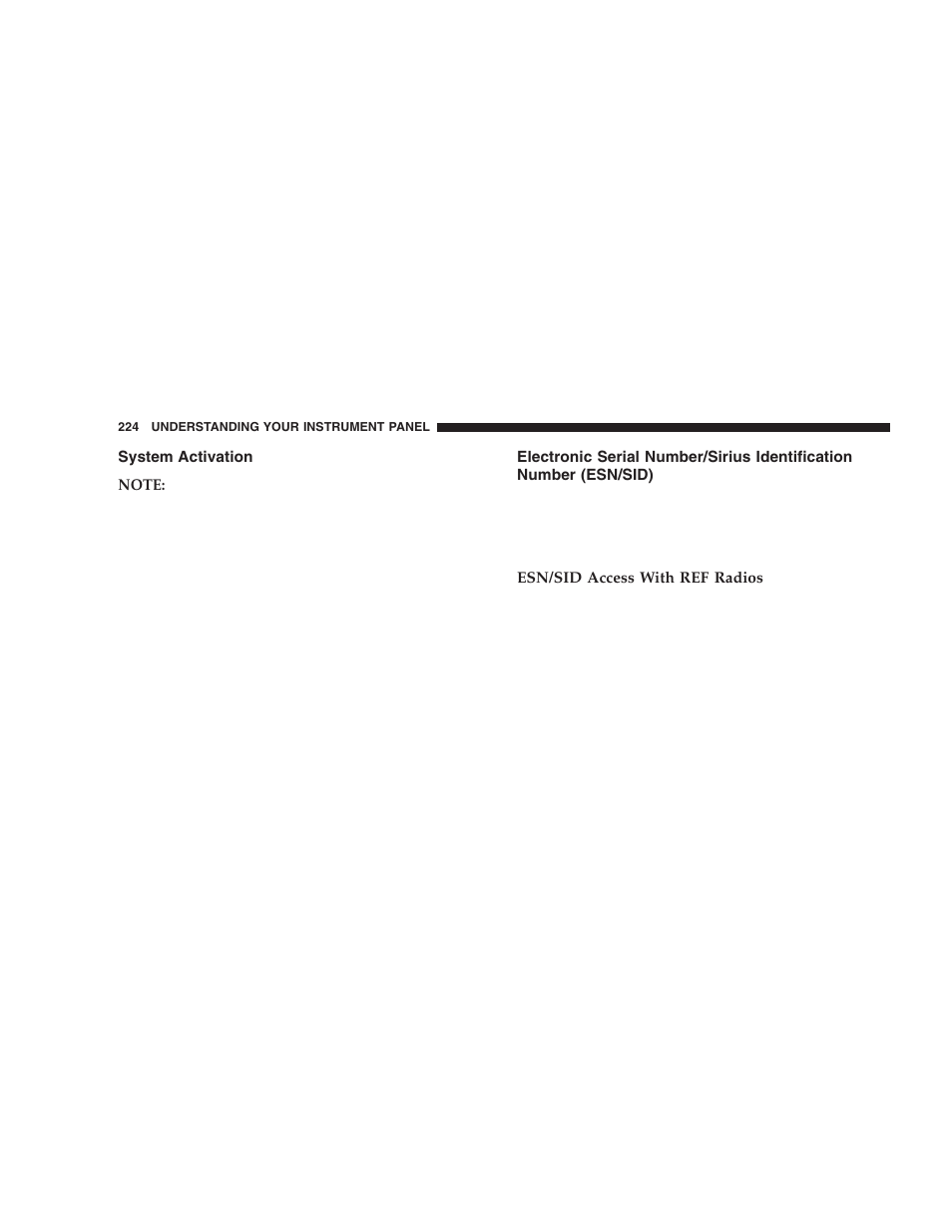 System activation, Electronic serial number/sirius identification, Number (esn/sid) | Dodge 2006  Ram Pickup 3500 User Manual | Page 224 / 493