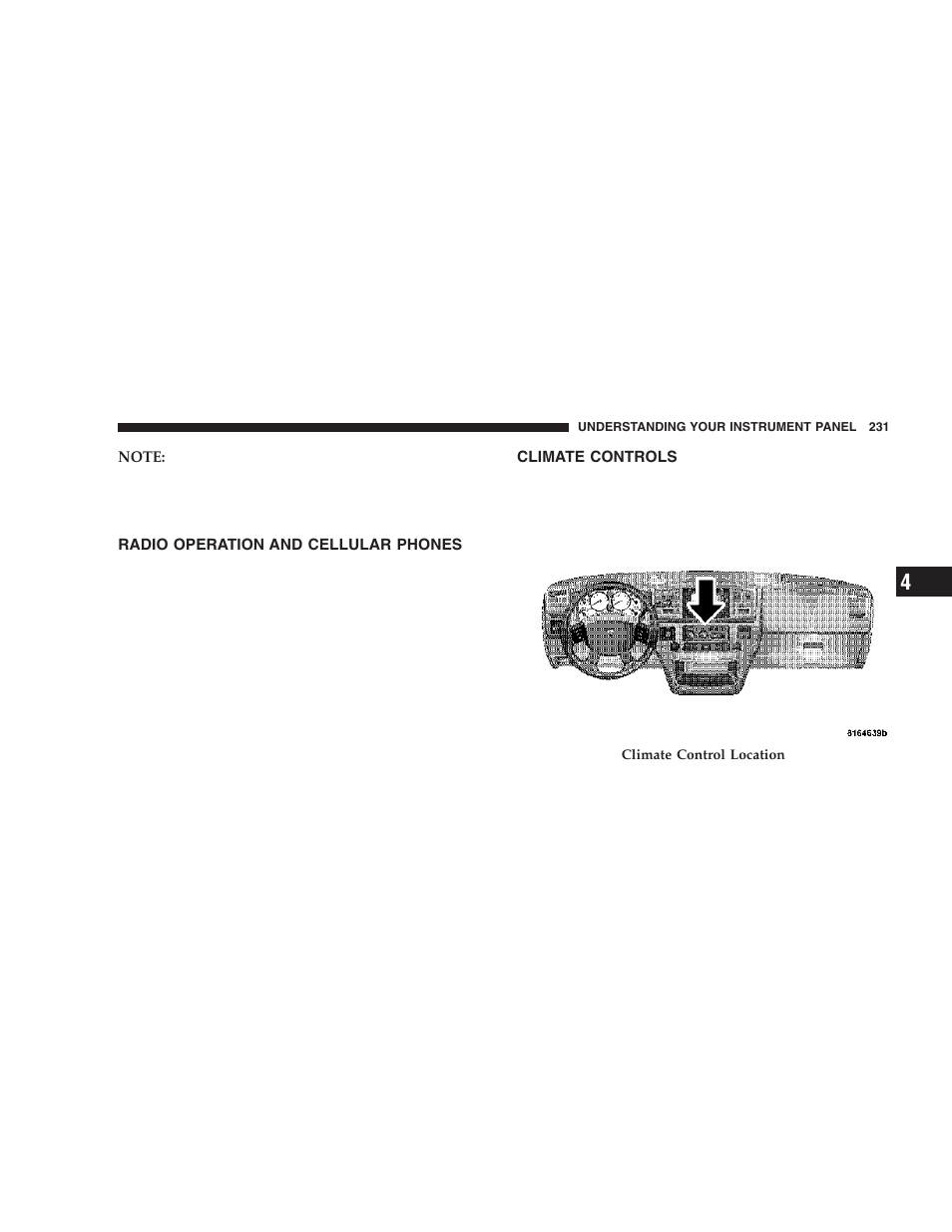 Radio operation and cellular phones, Climate controls | Dodge 2006  Ram Pickup 3500 User Manual | Page 231 / 493