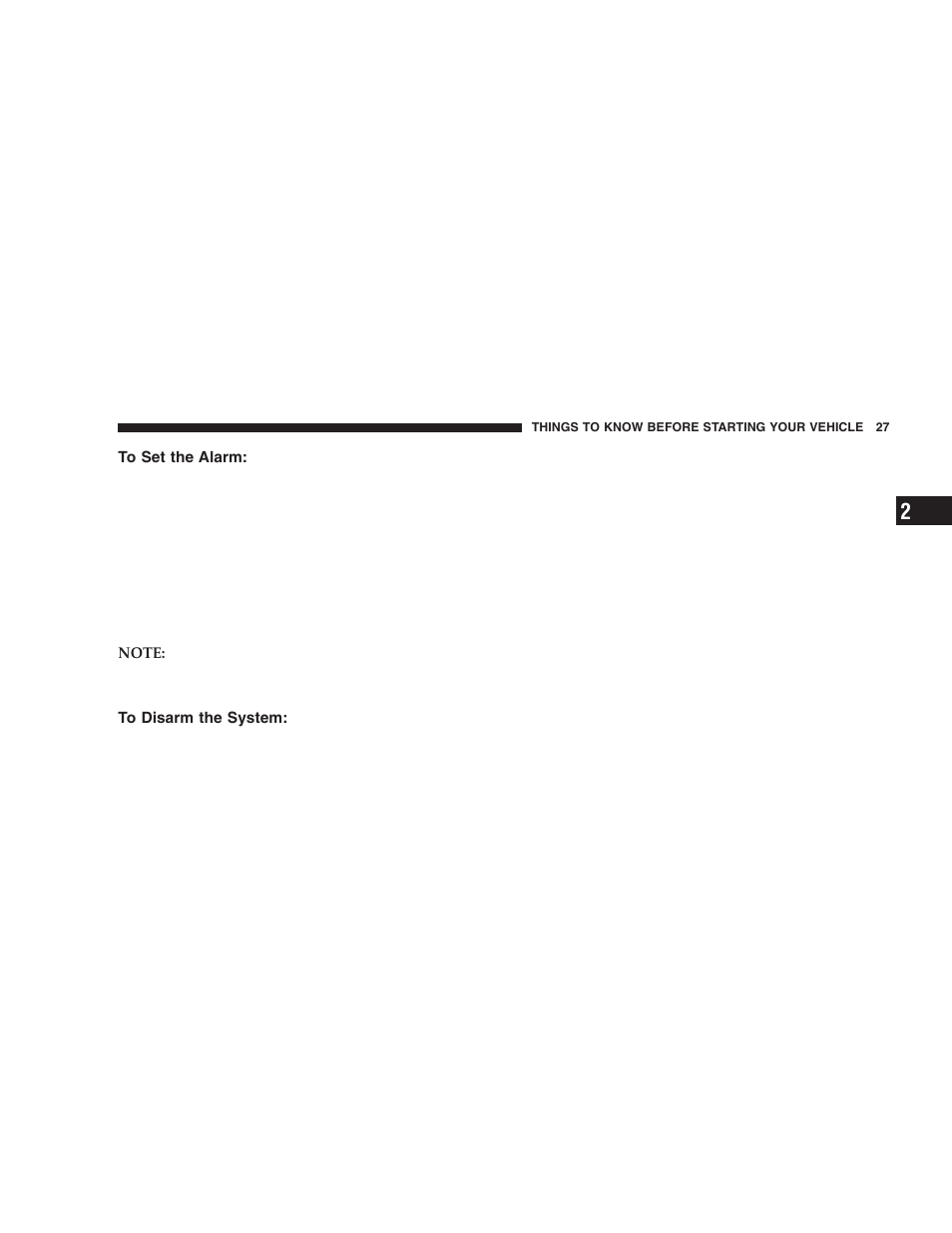 To set the alarm, To disarm the system | Dodge 2006  Ram Pickup 3500 User Manual | Page 27 / 493