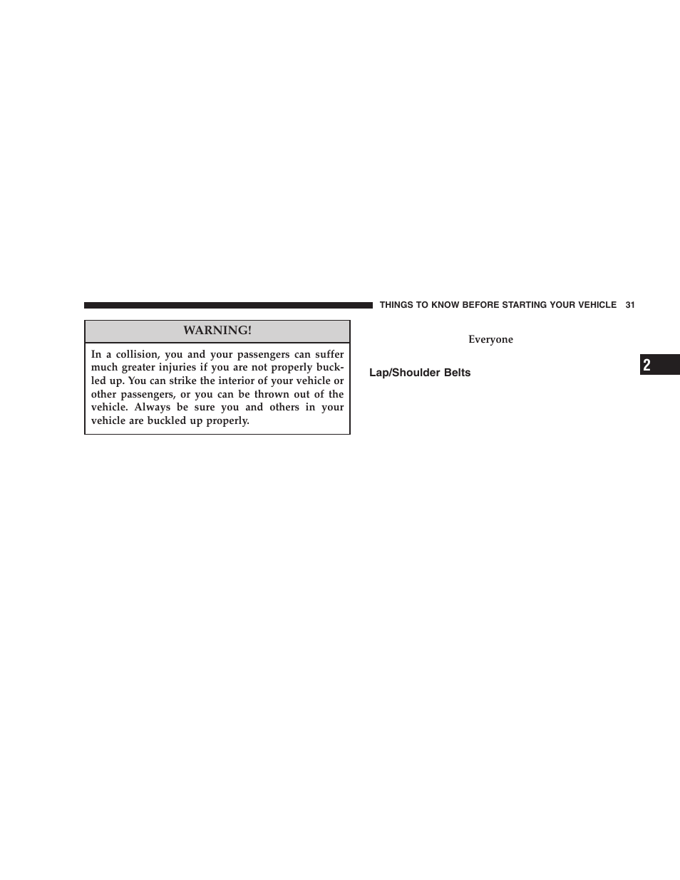 Lap/shoulder belts | Dodge 2006  Ram Pickup 3500 User Manual | Page 31 / 493