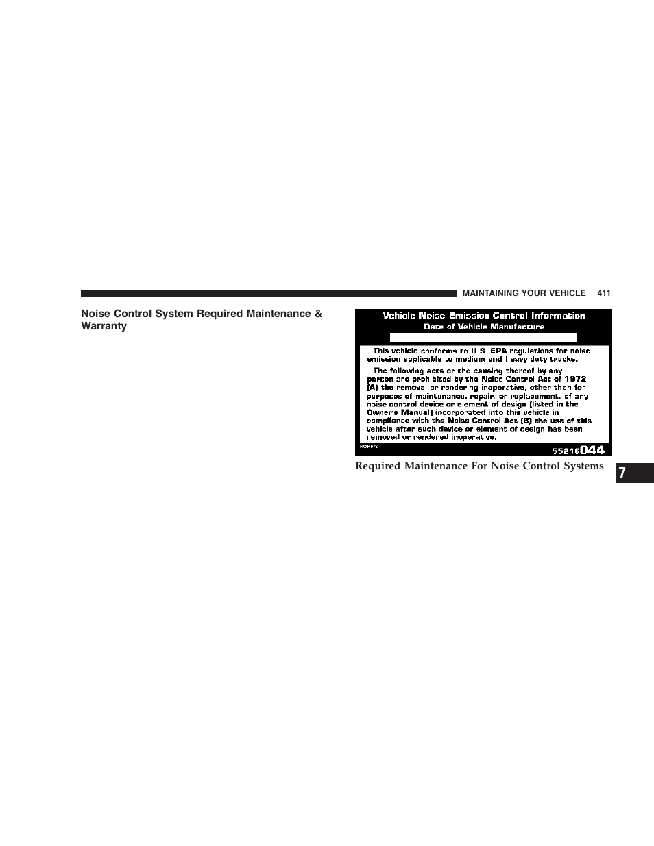 Noise control system required maintenance, Warranty | Dodge 2006  Ram Pickup 3500 User Manual | Page 411 / 493