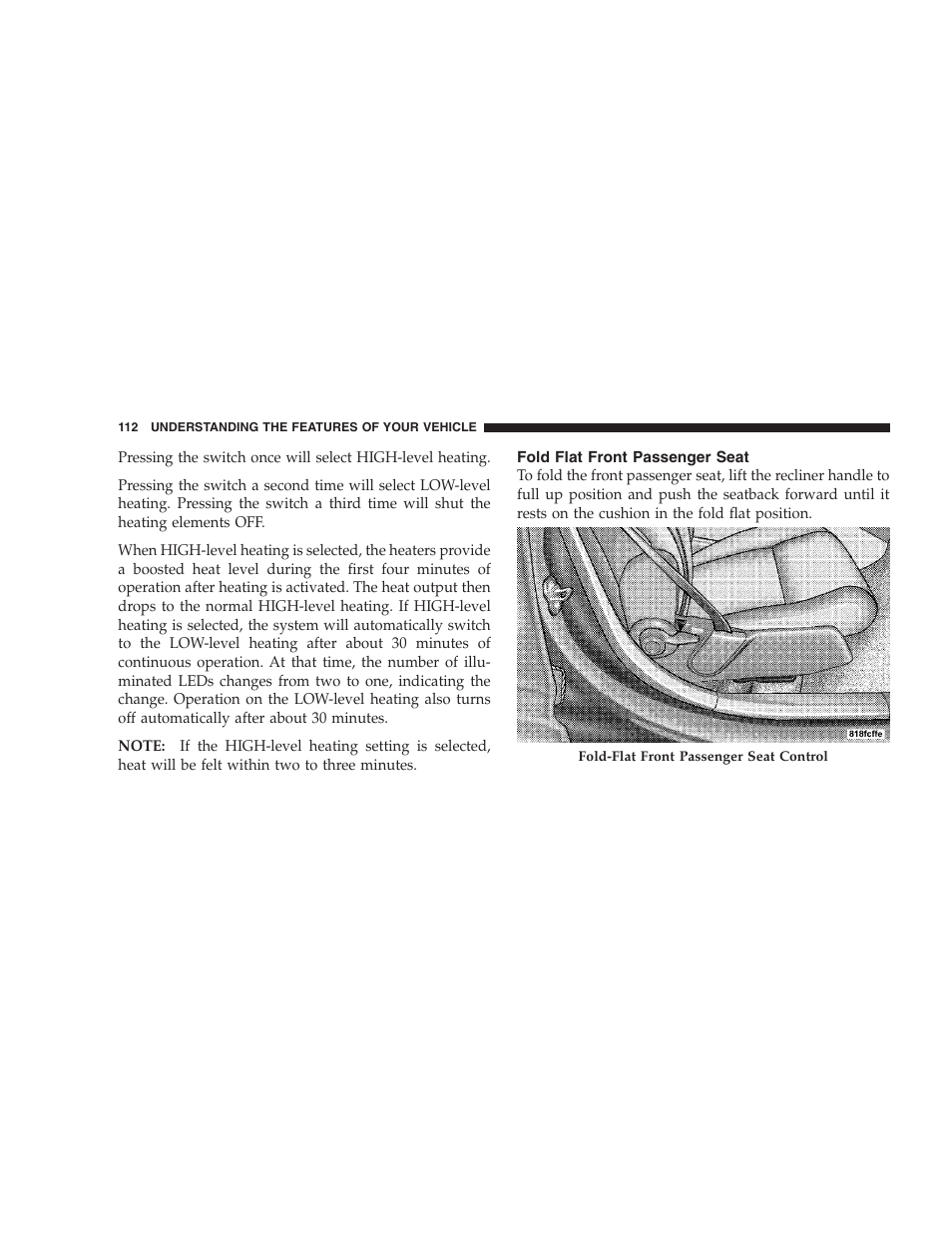 Fold flat front passenger seat | Dodge 2008 PM Caliber User Manual | Page 114 / 402