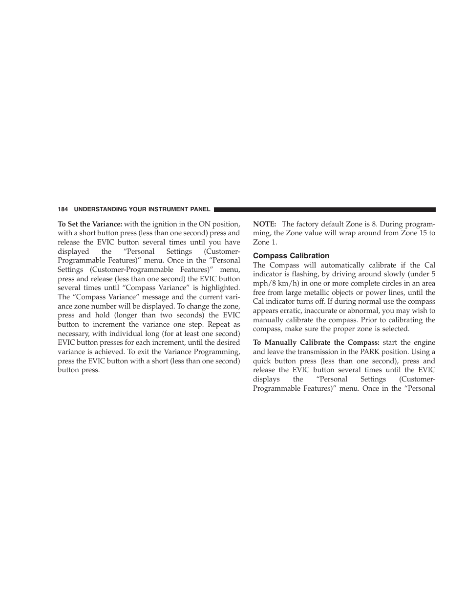 Compass calibration | Dodge 2008 PM Caliber User Manual | Page 186 / 402