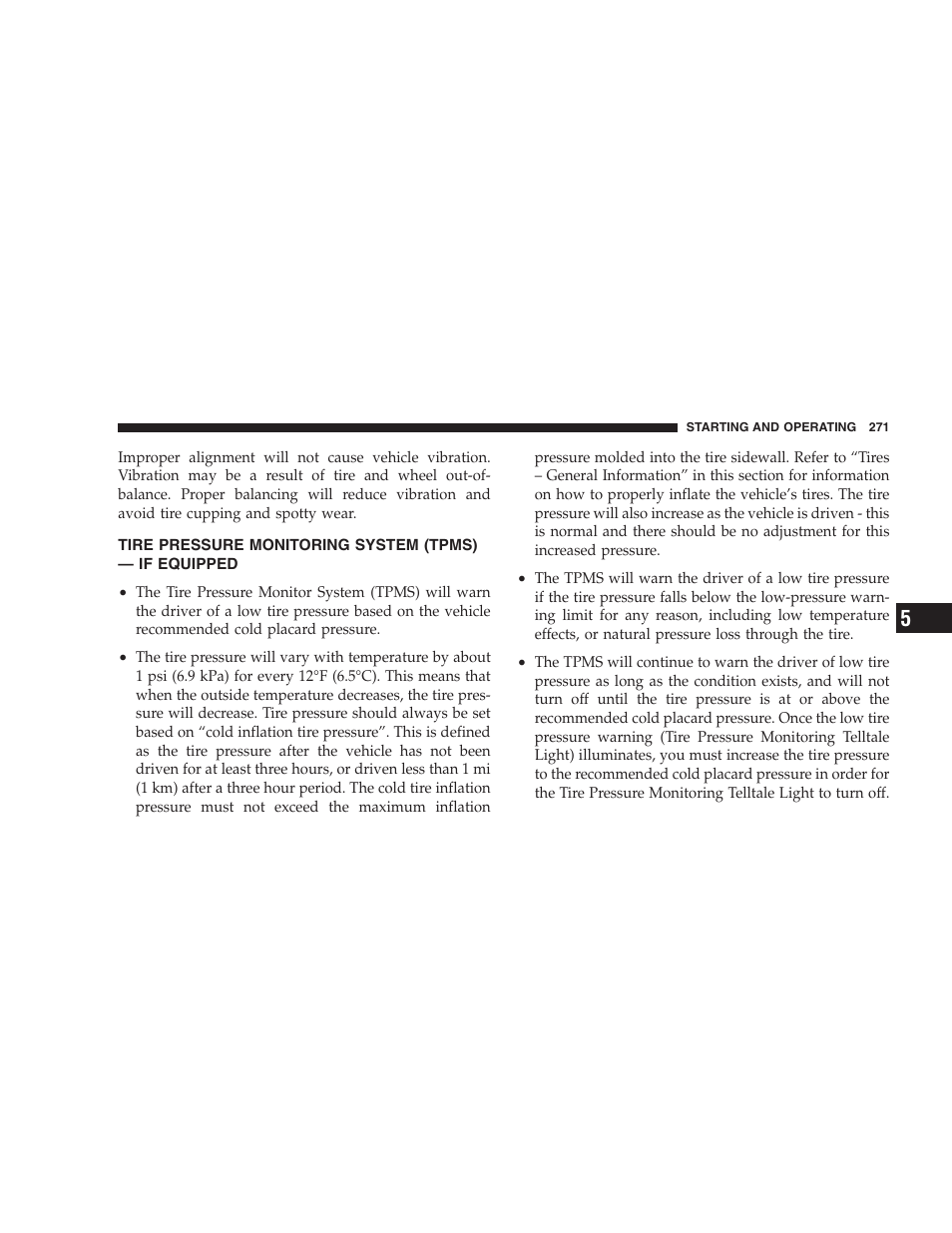 Tire pressure monitoring system (tpms) — if, Equipped | Dodge 2008 PM Caliber User Manual | Page 273 / 402