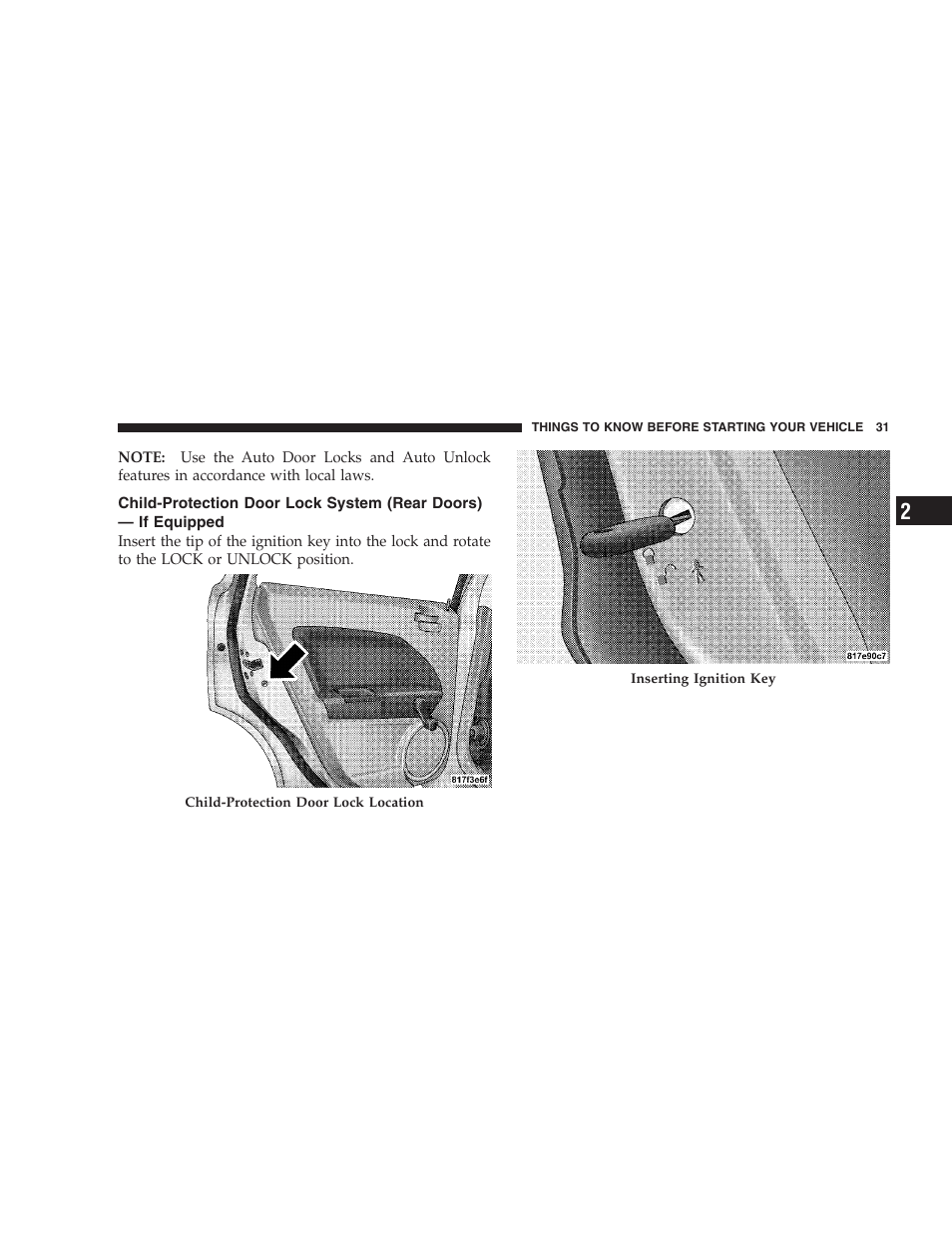 Child-protection door lock system, Rear doors) — if equipped | Dodge 2008 PM Caliber User Manual | Page 33 / 402