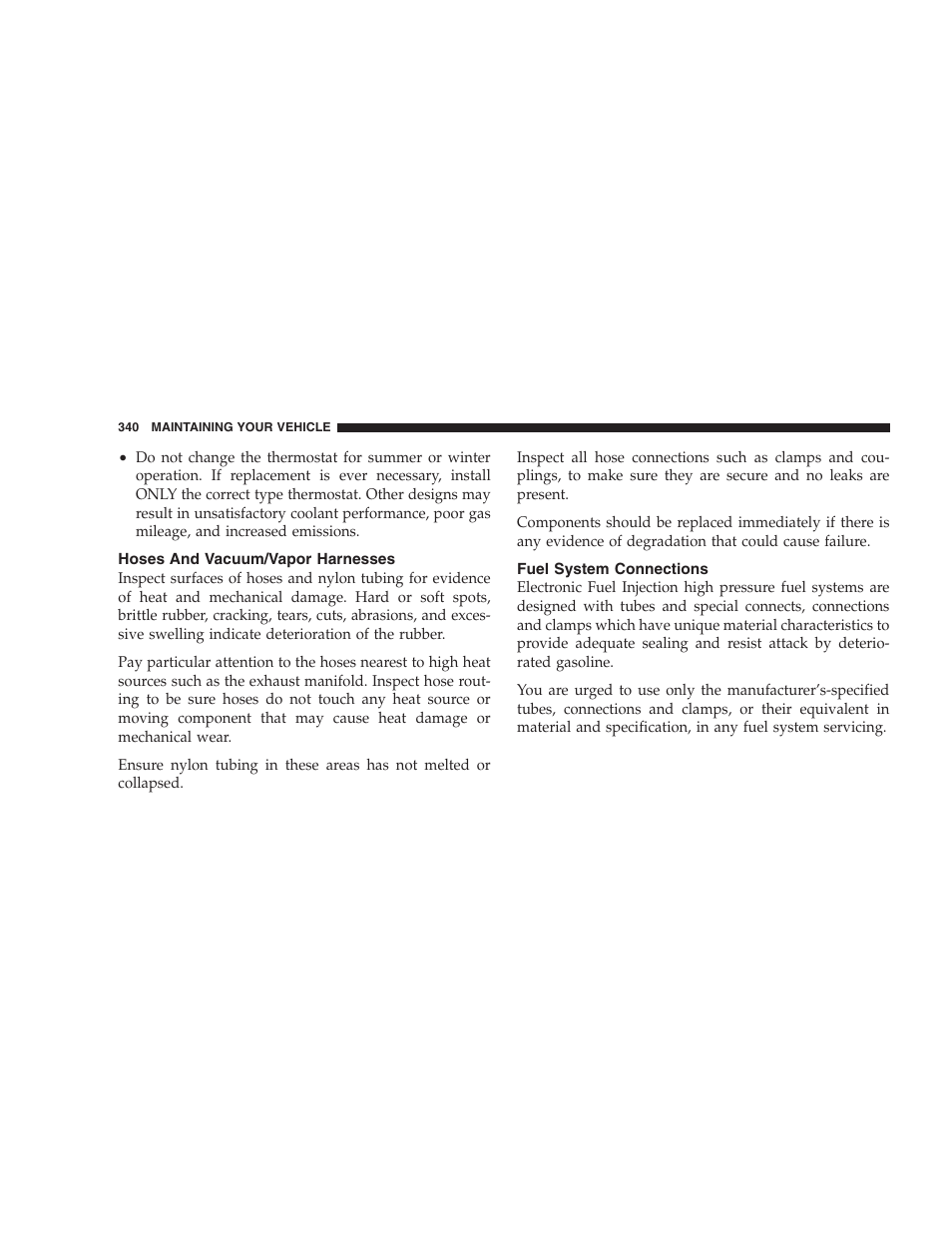 Hoses and vacuum/vapor harnesses, Fuel system connections | Dodge 2008 PM Caliber User Manual | Page 342 / 402