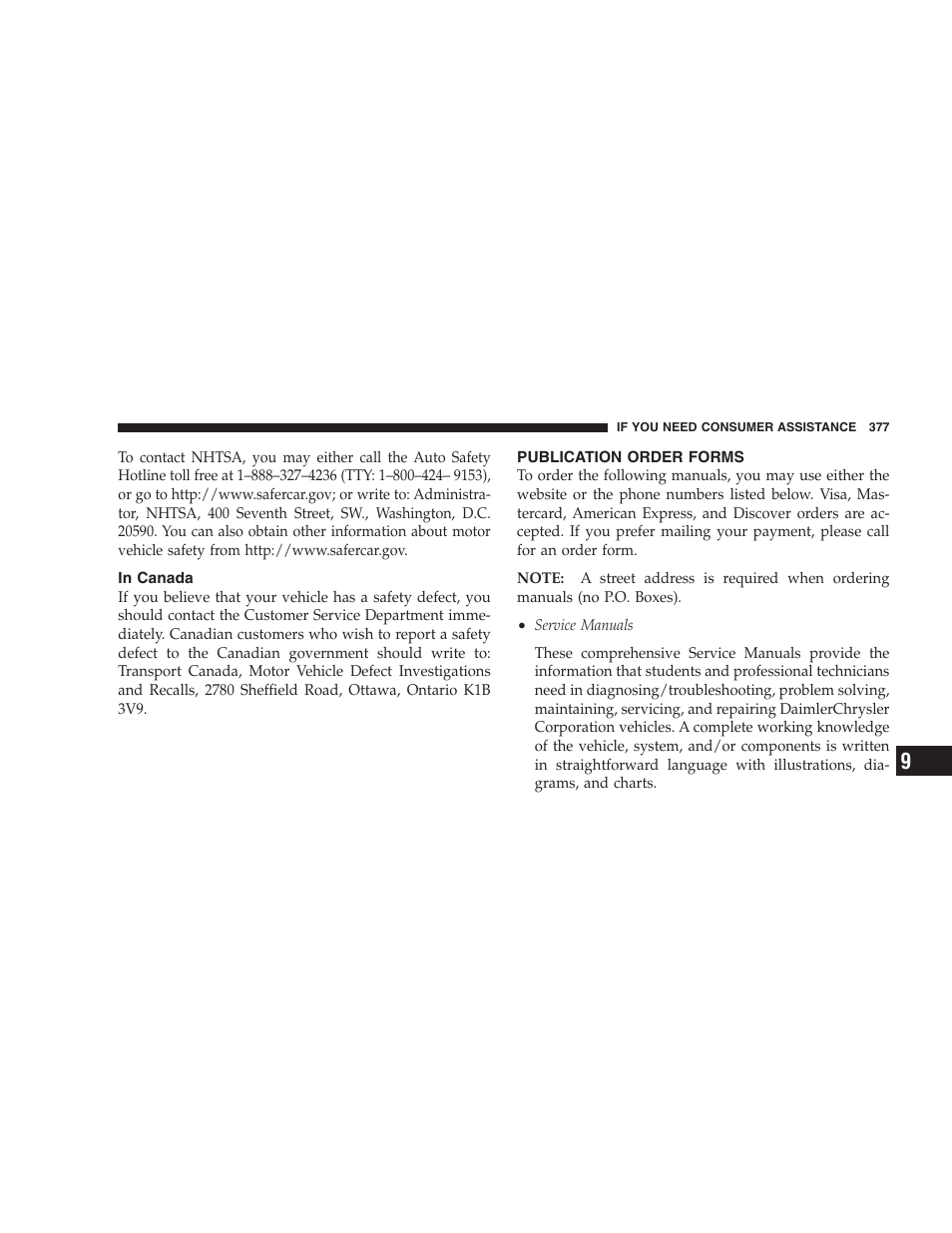 In canada, Publication order forms | Dodge 2008 PM Caliber User Manual | Page 379 / 402