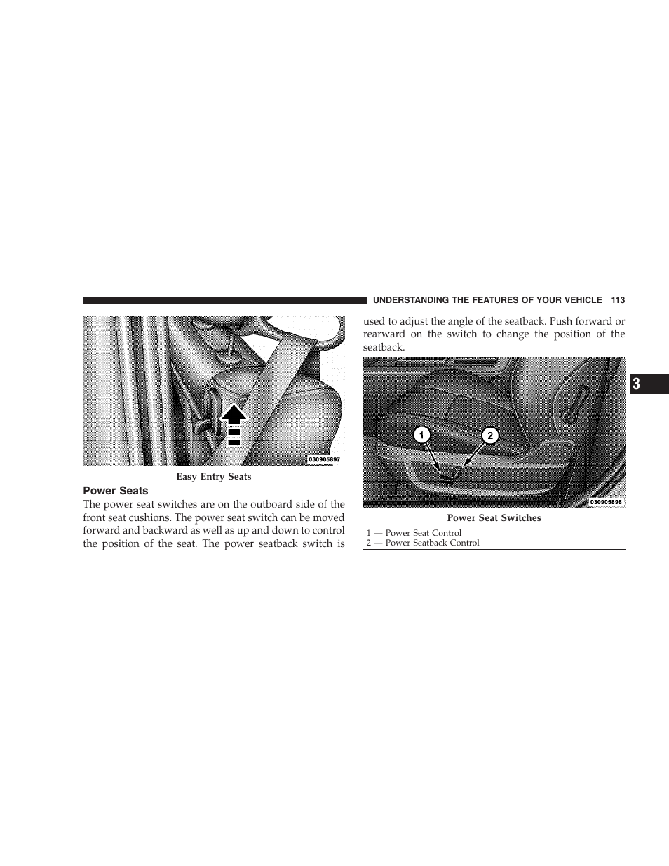 Power seats | Dodge CHALLENGER 2009 User Manual | Page 115 / 461