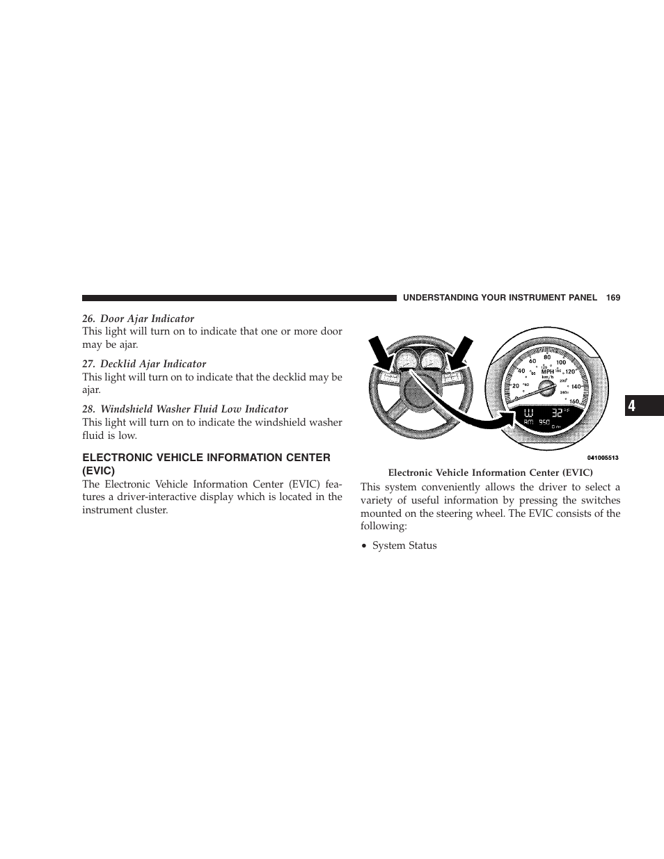 Electronic vehicle information center (evic) | Dodge CHALLENGER 2009 User Manual | Page 171 / 461