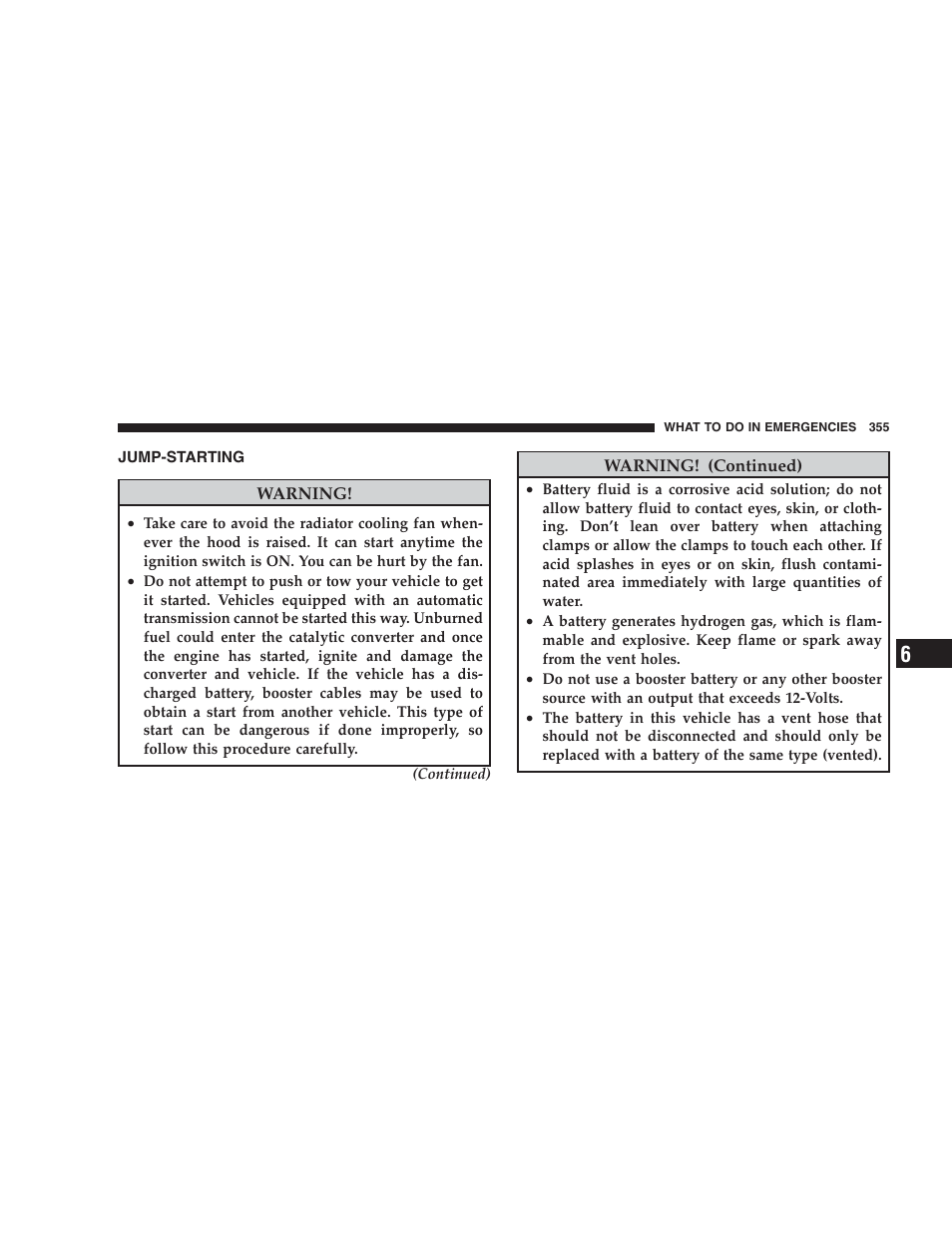 Jump-starting | Dodge CHALLENGER 2009 User Manual | Page 357 / 461
