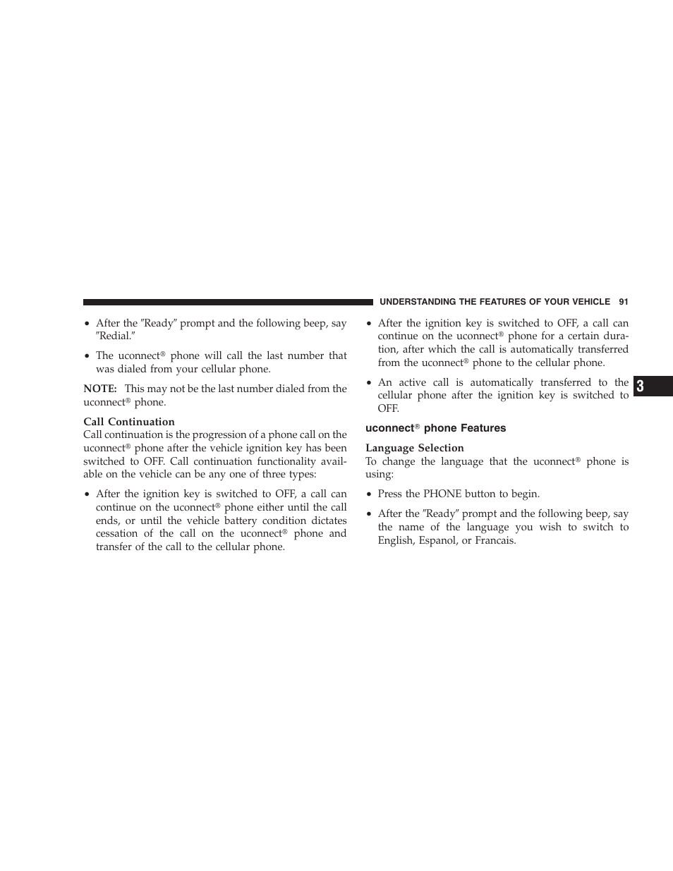 Uconnect phone features, Uconnect௡ phone features | Dodge CHALLENGER 2009 User Manual | Page 93 / 461