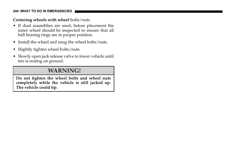 Warning | Dodge 2006 Sprinter Cargo User Manual | Page 244 / 330