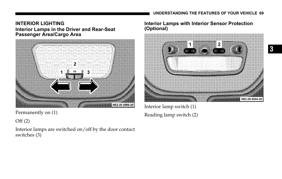 Interior lighting | Dodge 2006 Sprinter Cargo User Manual | Page 69 / 330