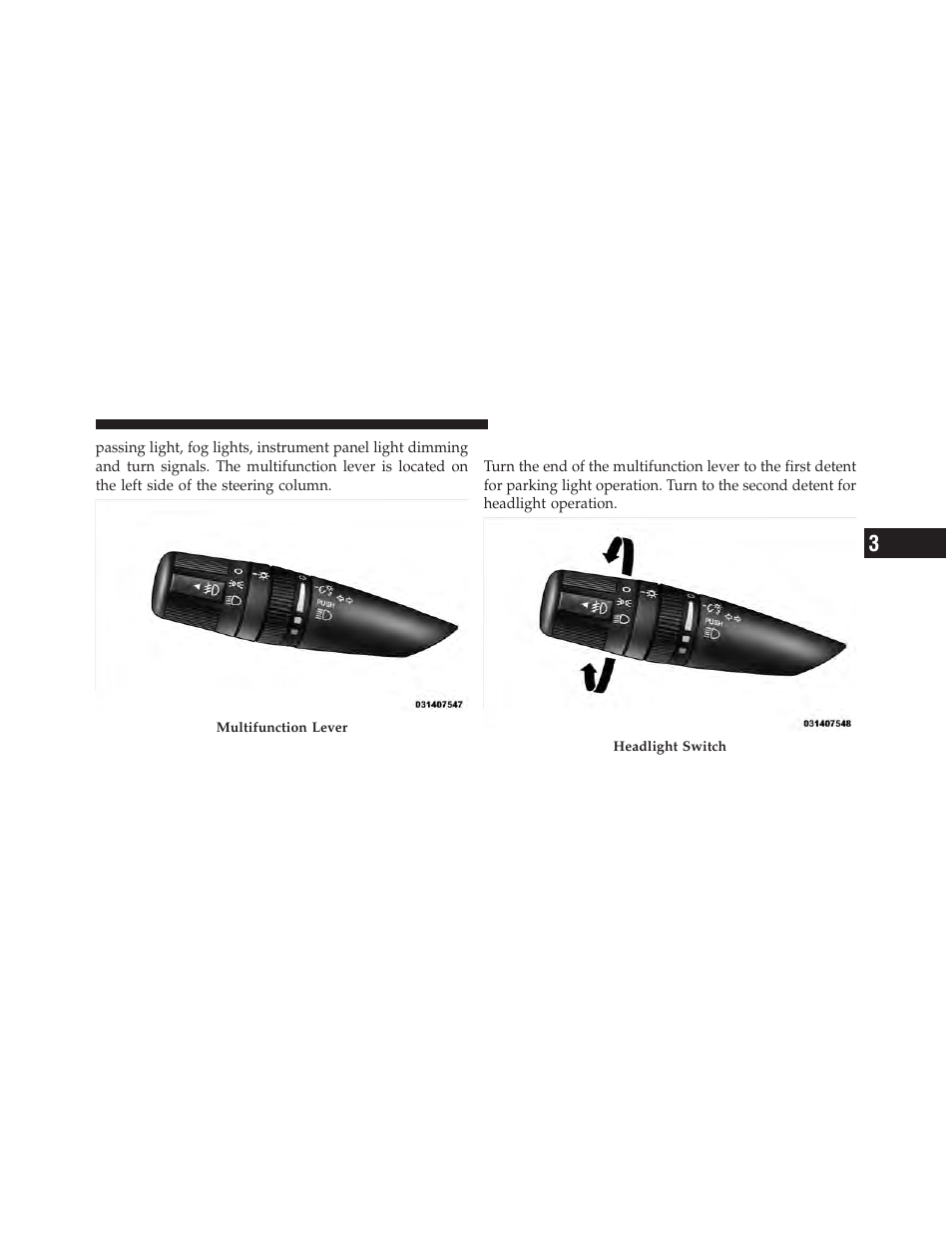 Headlights and parking lights | Dodge 2010 Avenger User Manual | Page 108 / 448