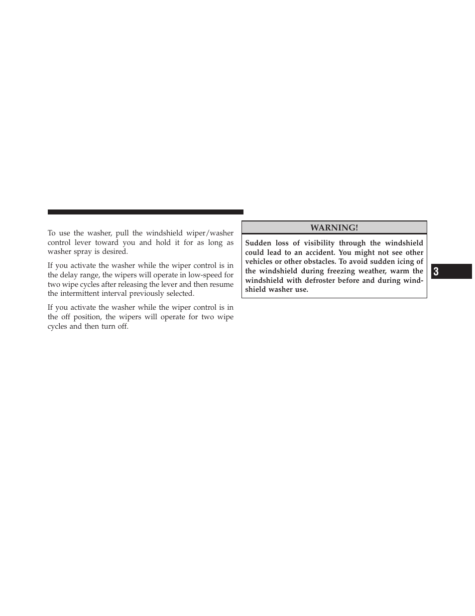 Windshield washers, Lane change assist, High/low beam switch | Flash-to-pass | Dodge 2010 Avenger User Manual | Page 116 / 448