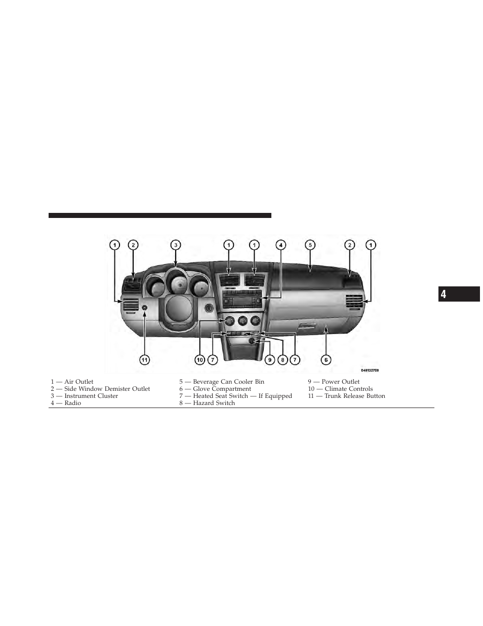 Instrument panel features, Video console — if equipped | Dodge 2010 Avenger User Manual | Page 148 / 448