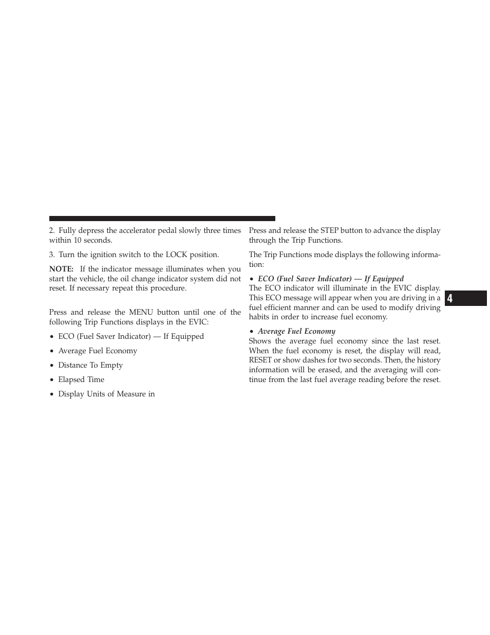 Trip functions | Dodge 2010 Avenger User Manual | Page 168 / 448