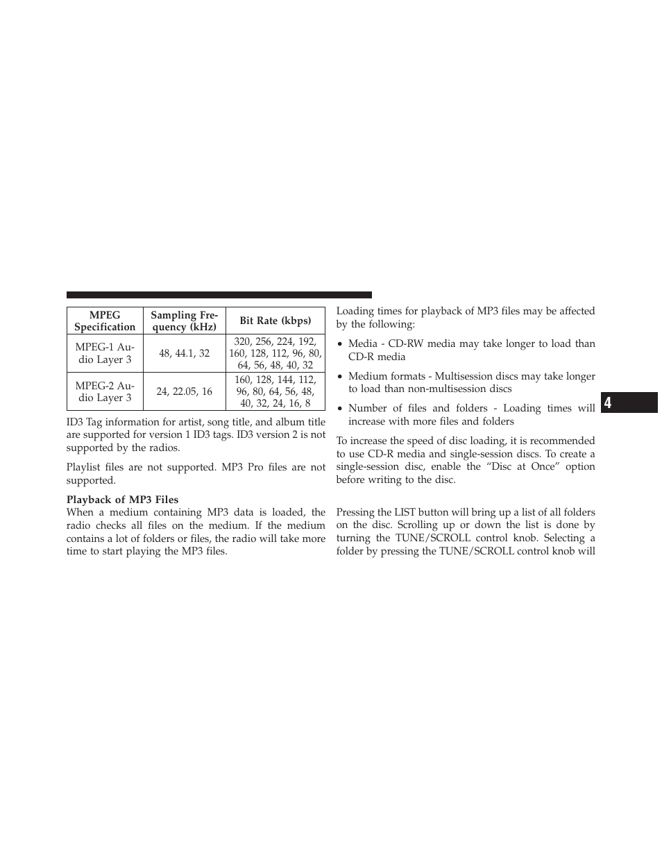 List button (cd mode for mp3 play) | Dodge 2010 Avenger User Manual | Page 214 / 448