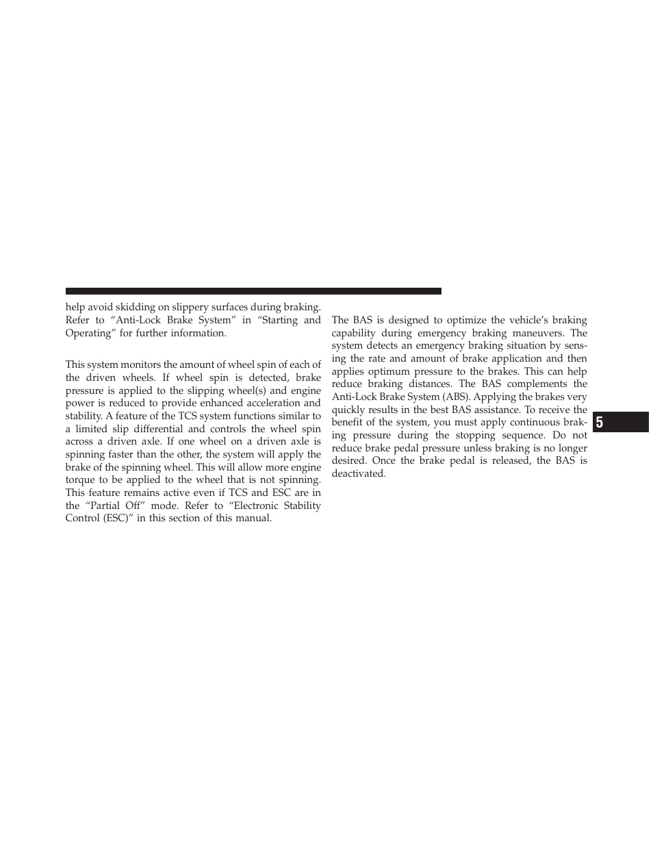 Traction control system (tcs), Brake assist system (bas) | Dodge 2010 Avenger User Manual | Page 266 / 448