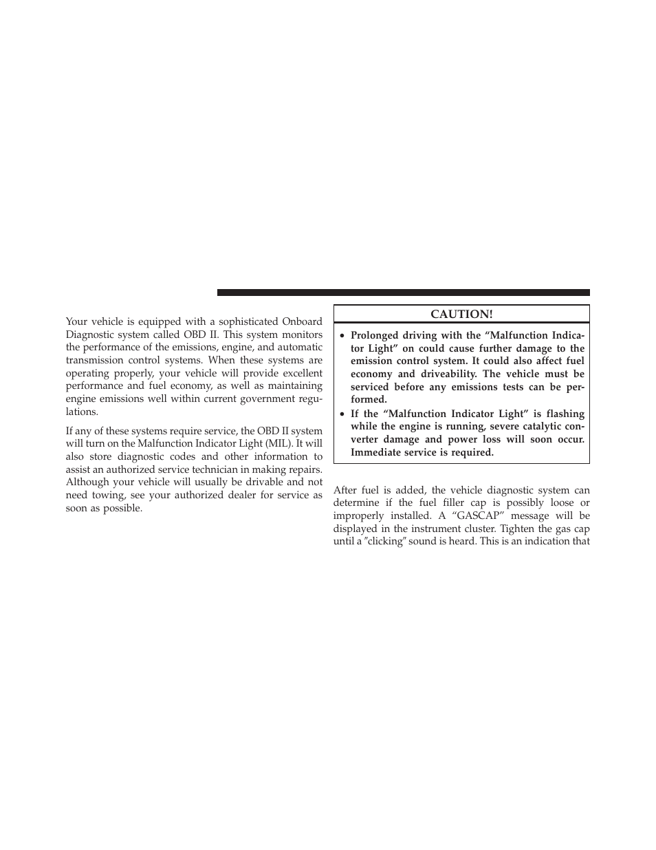 Onboard diagnostic system — obd ii, Loose fuel filler cap message, Jacking and tire changing | Jack location, Spare tire stowage | Dodge 2010 Avenger User Manual | Page 351 / 448