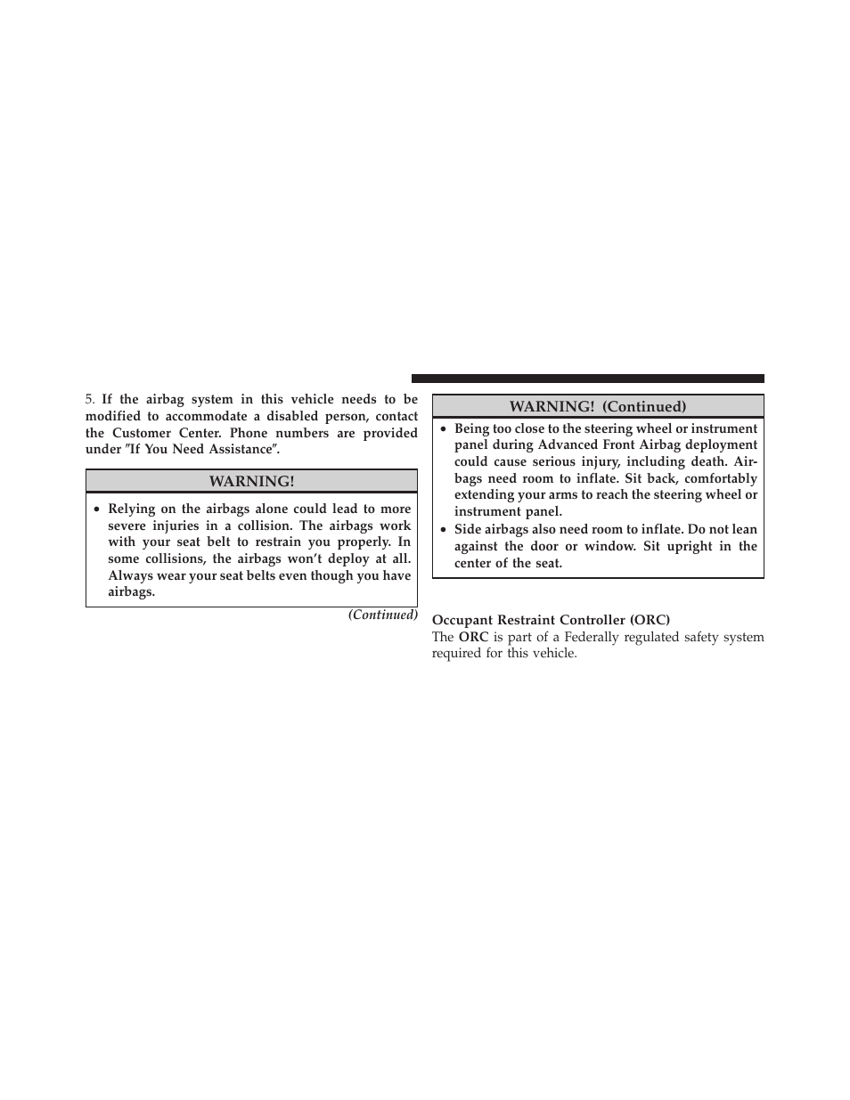 Airbag deployment sensors and controls | Dodge 2010 Avenger User Manual | Page 61 / 448