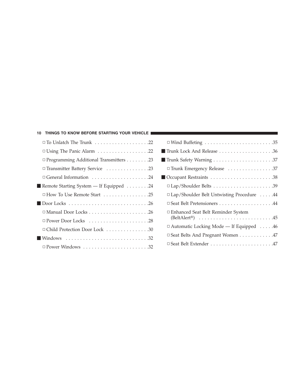 Dodge 2008 Charger SRT8 User Manual | Page 12 / 442