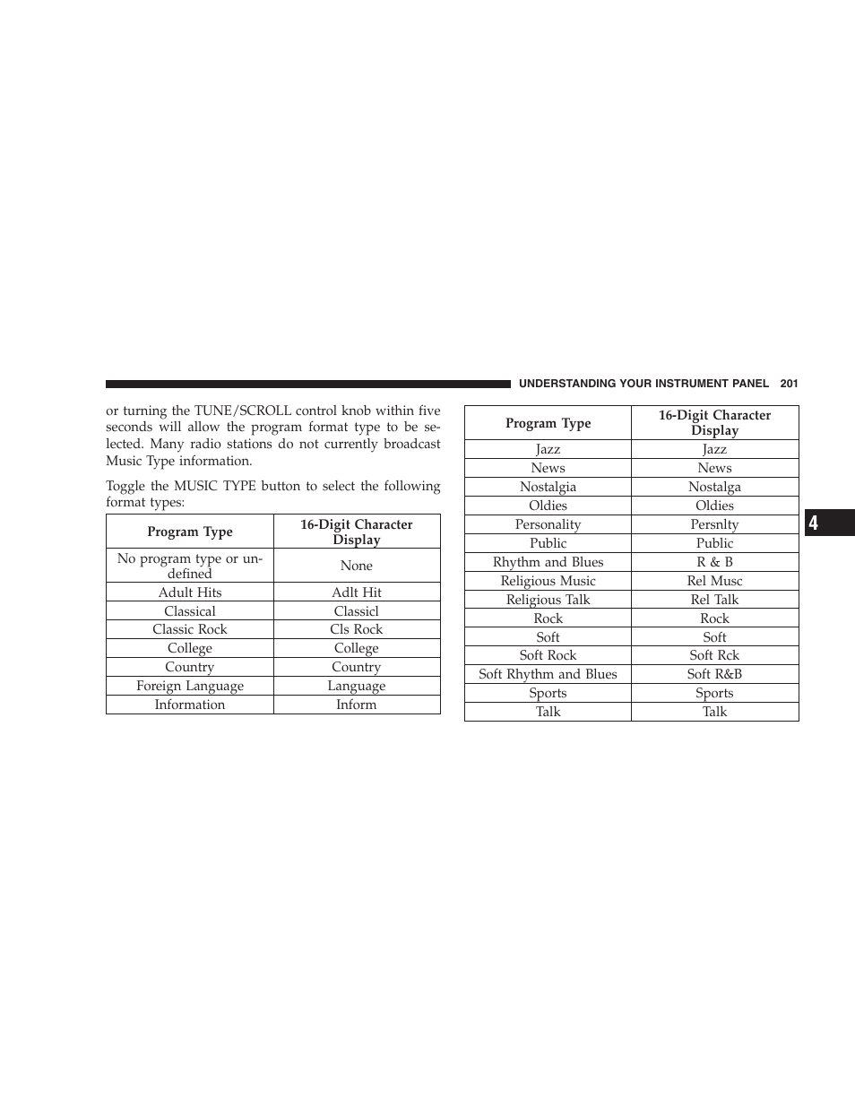 Sales code req — am/fm stereo radio and, 6–disc cd/dvd changer (mp3/wma aux jack), Operating instructions - radio mode | Dodge 2008 Charger SRT8 User Manual | Page 203 / 442