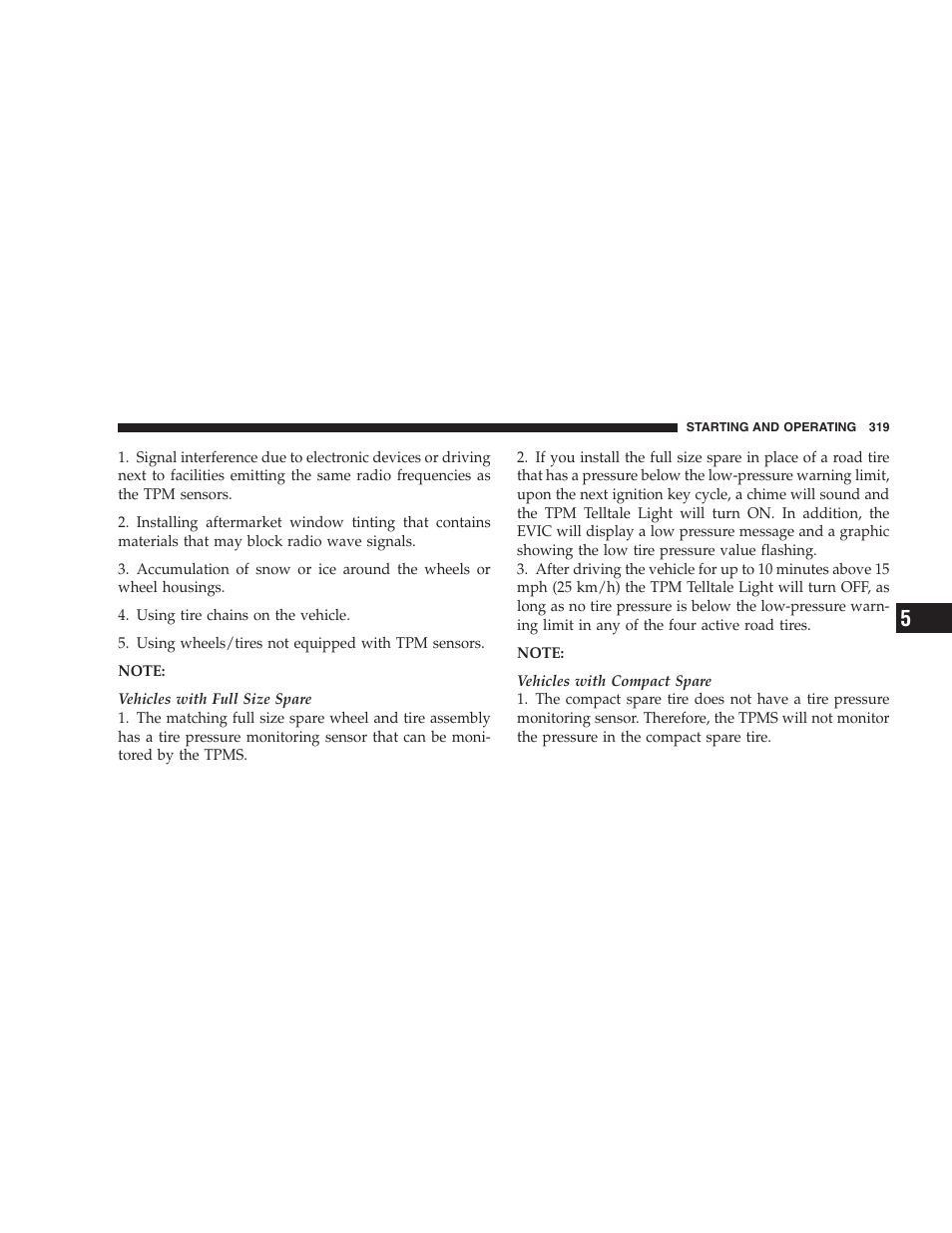 Tire pressure monitor system (tpms), If equipped | Dodge 2008 Charger SRT8 User Manual | Page 321 / 442