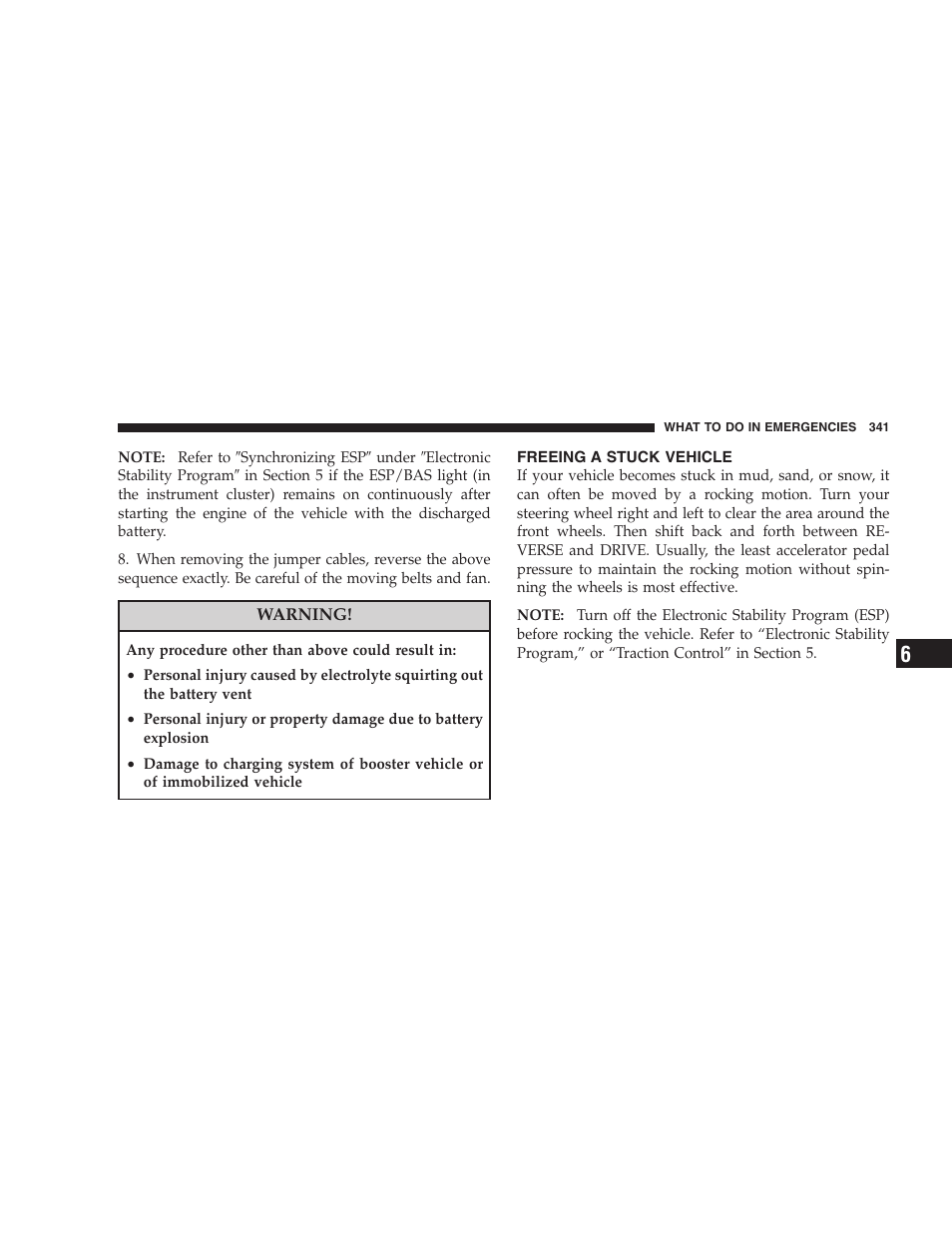 Freeing a stuck vehicle, Tirefit tire repair | Dodge 2008 Charger SRT8 User Manual | Page 343 / 442
