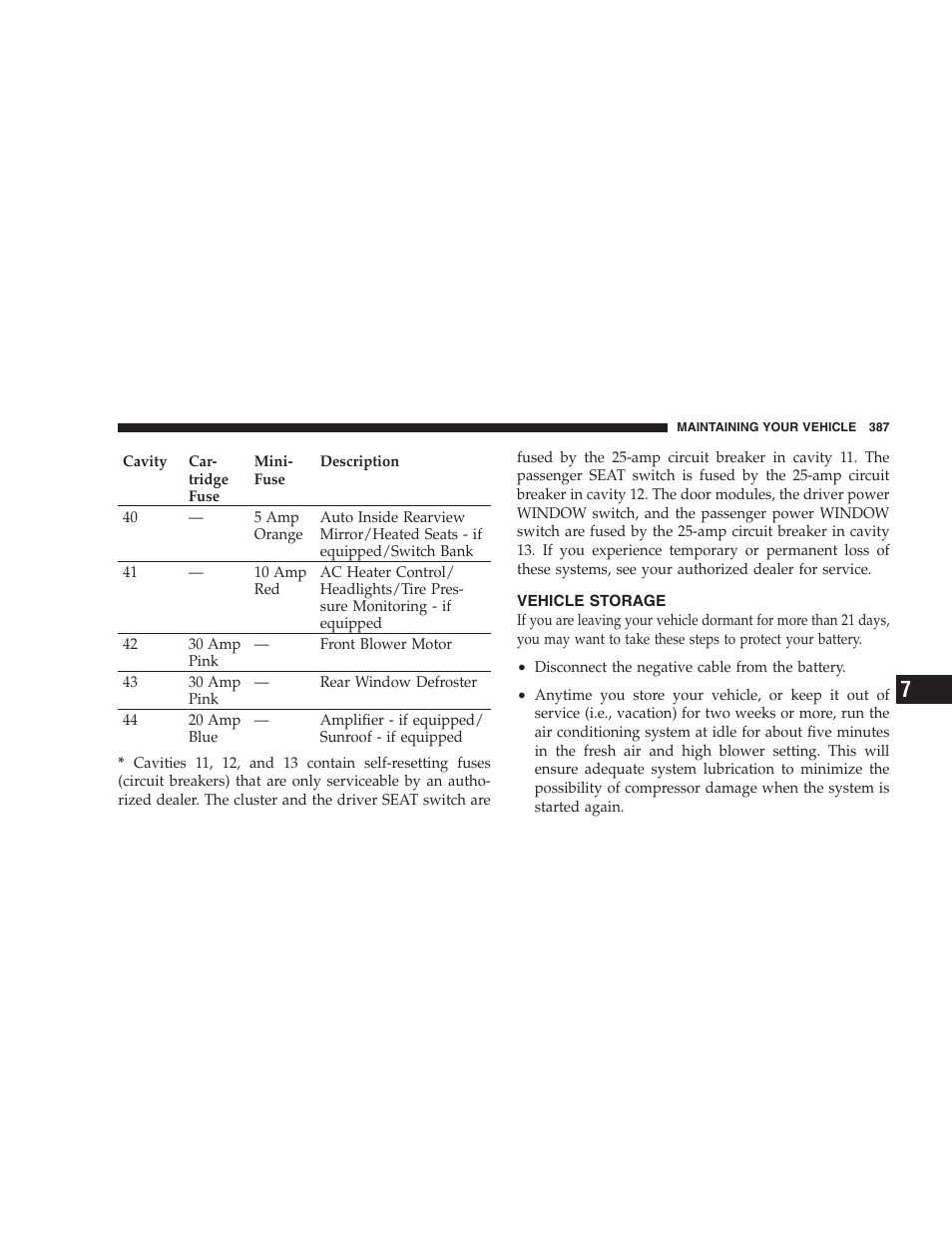 Vehicle storage | Dodge 2008 Charger SRT8 User Manual | Page 389 / 442