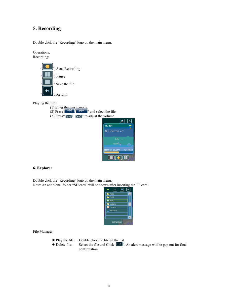 Recording | Curtis SMPK8854B User Manual | Page 6 / 10