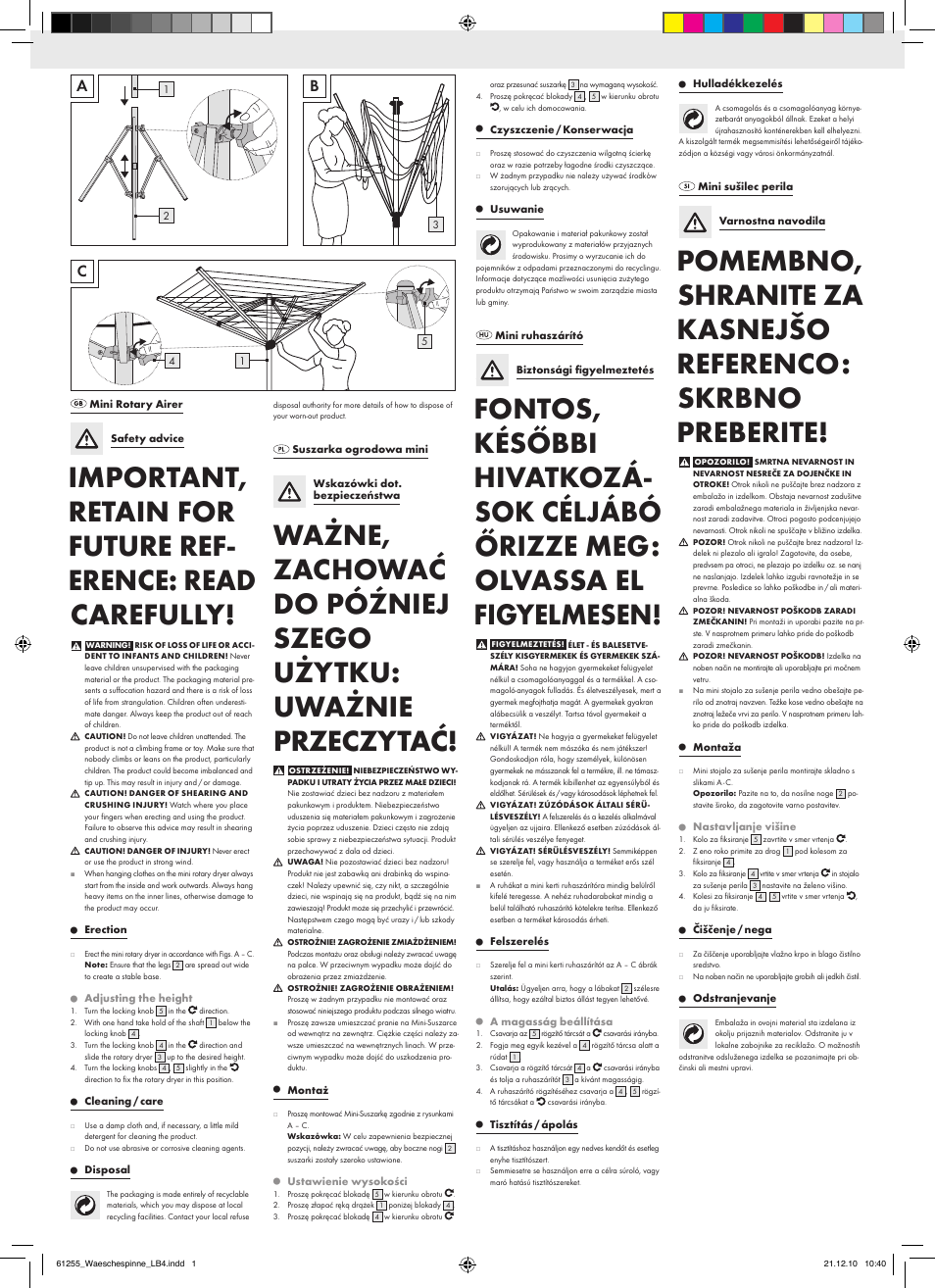 Aquapur Mini Rotary Airer User Manual | 2 pages